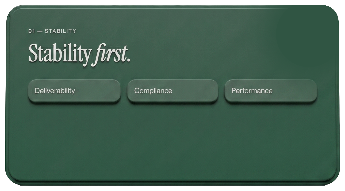 Stability first